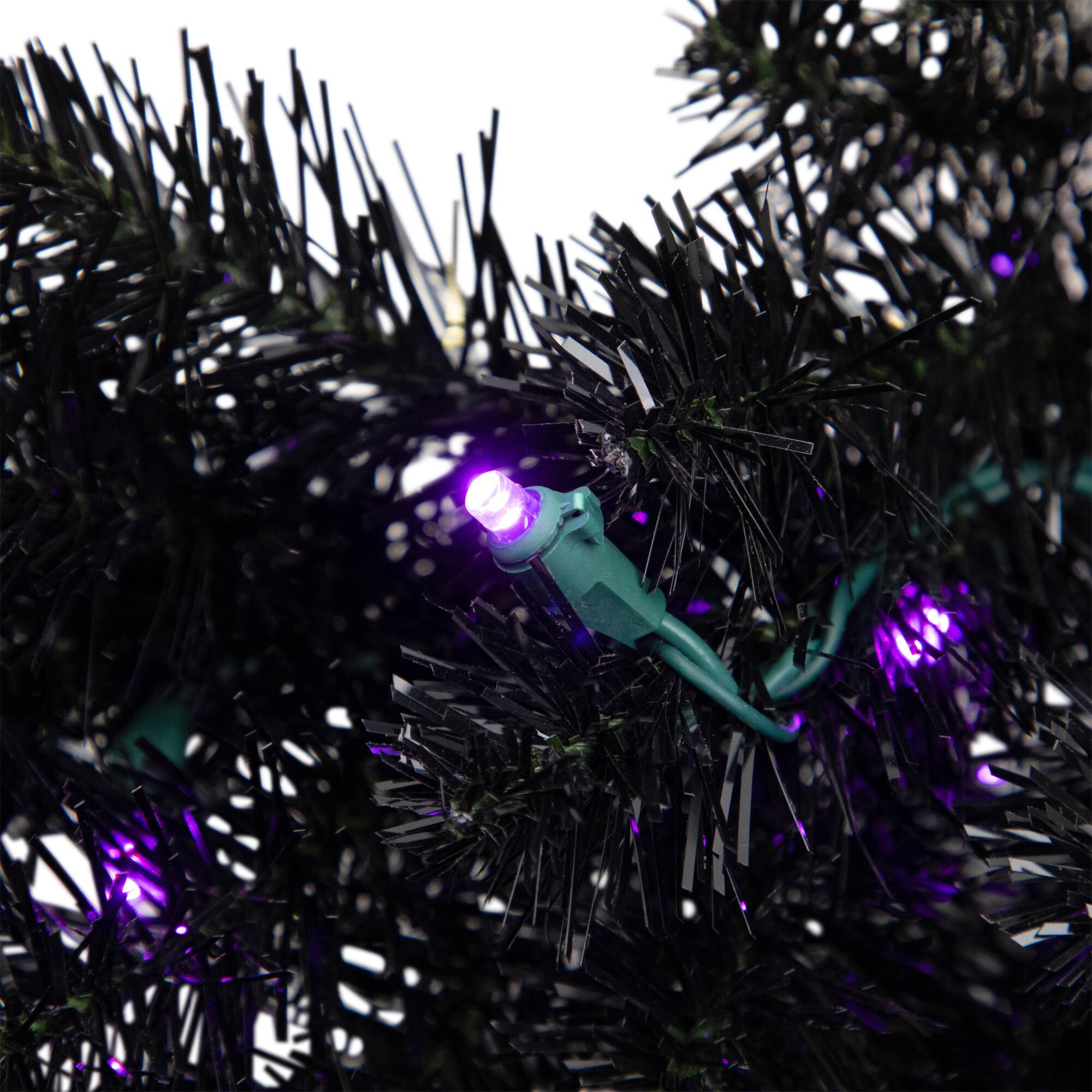 24" Black Crystal Pine Artificial Halloween Wreath
